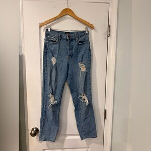 BDG Medium Blue Ripped Straight Leg Jeans